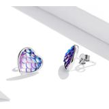 S925 Sterling zilveren visschaal hart oor studs vrouwen oorbellen