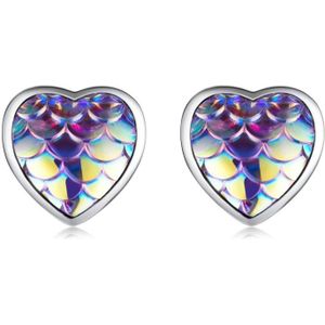 S925 Sterling zilveren visschaal hart oor studs vrouwen oorbellen