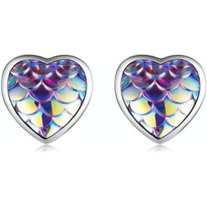 S925 Sterling zilveren visschaal hart oor studs vrouwen oorbellen