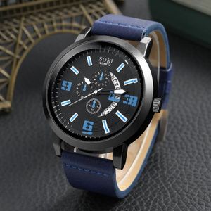 SOKI Heren Zakelijk Legering Quartz Horloge Sieraden Set (Blauw)