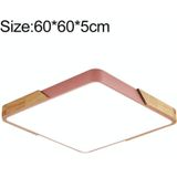 Wood Macaron LED Square Ceiling Lamp  Stepless Dimming  Size:60cm(Pink)