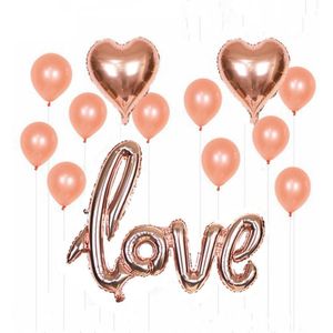 2 PCS LIEFDE Aluminium Folie Ballon decoratie Set Wedding Wedding Venue Layout Ballonnen  Style: LOVE + 2 Hartvorm + 10 Latex