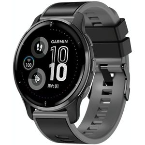 Voor Garmin Forerunner 265S / 255S / Venu 2S 18 mm geweven tweekleurige siliconen horlogeband (zwart grijs)