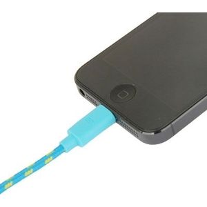 Geweven nylon stijl USB Data Transfer / laad Kabel voor iPhone 6 / 6S & 6 Plus / 6S Plus, iPhone 5 & 5S & 5C, Kabel lengte: 1 meter (blauw)
