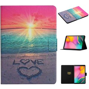 Voor Samsung Galaxy Tab A 10.1 (2019) T510 Gekleurd tekenpatroon Horizontaal Flip Lederen kast met Holder & Card Slots(Sunrise)