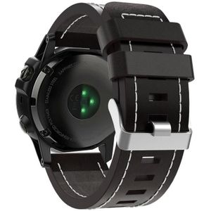 Voor Garmin Descent MK 1 26 mm lederen horlogeband met stalen gesp