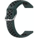 Voor Amazfit GTR 3 Pro 22 mm geperforeerde ademende sport siliconen horlogeband (olijfgroen + zwart)