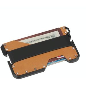 JK02 Metalen kaarthouder RFID anti-diefstal lederen portemonnee EDC multifunctionele roestvrijstalen aluminium legering kaarthouder (zwart + khaki + zwart)