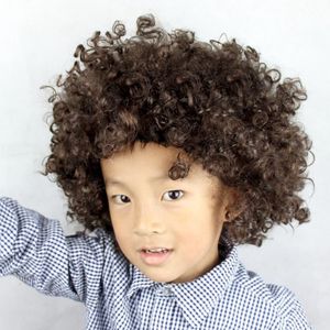 Kleurrijke Wild-Curl Up kroon partij Cosplay Headwear golvende korte polyestergaren gemaakt pruiken voor volwassene en Child(Brown)