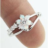 925 zilver vrouwen Opal Flower ring sieraden  ring maat: 8 (wit)
