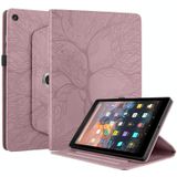 Voor Amazon Kindle Fire HD8 2015-2019 Tree Life Relif Rotatie Lederen Tablet Case (Rose Goud)