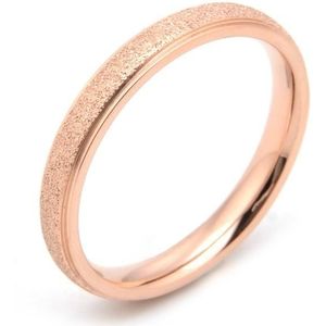 4 PCS Three Lifetimes Titanium Steel Couple Rings Very Fine Frosted Ring  Size: US Size 10(Rose Gold)