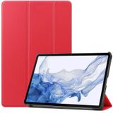 Voor Samsung Galaxy Tab S9 Custer Pure Color 3-voudige houder Smart lederen tablethoes