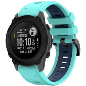 Voor Garmin Descent G1 22 mm tweekleurige sport siliconen horlogeband (mintgroen + blauw)