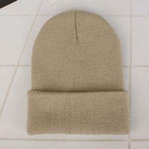 Eenvoudige effen kleur warme Pullover gebreide Cap voor mannen/vrouwen (beige)