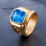 Retro vierkant Gemstone gesneden Dragon Totem Signet Titanium staal Ring voor mannen  US maat: 9  Diameter: 19mm  omtrek: 59 8 mm (Baby blauw)