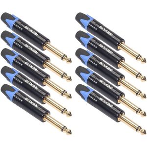 10 STKS TC202 6.35 mm vergulde mono geluid lassen audio adapter plug (blauw)
