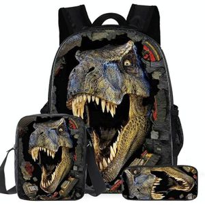 16-inch ZZ49 3 PCS / Set Child Dinosaur School Bag Kindergarten Pupils Backpack