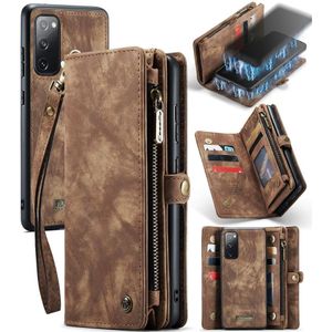 Voor Samsung Galaxy S20 FE CaseMe 008 Afneembare Multifunctionele Horizontale Flip Lederen Case met Holder & Card Slot & Zipper Wallet & Photo Frame(Bruin)