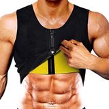 Mannen Fitness Korset Neopreen Sport Buikcontrole Shapewear Rits Tanktop Trainingskleding  Maat: 3XL (zwart en geel)