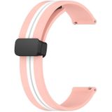 Voor Garmin Venu SQ 20 mm opvouwbare magnetische sluiting siliconen horlogeband (roze + wit)