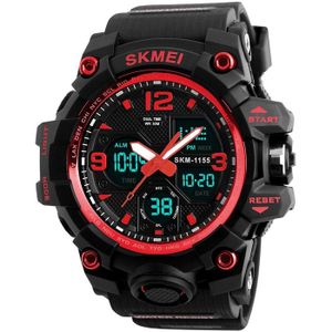 SKMEI 1155B multifunctionele mannen outdoor sport Noctilucent waterdichte grote wijzerplaat polshorloge (rood)