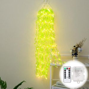 100 LED's simulatie planten koperdraad decoratief licht  spec: waterdichte batterij box + rc (geel licht)