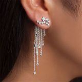 Vrouwen Fashion Star gestroomlijnd kwast lange Crystal Earrings(Gold)