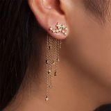 Vrouwen Fashion Star gestroomlijnd kwast lange Crystal Earrings(Gold)