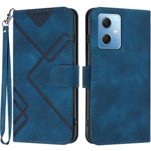 Voor Xiaomi Redmi Note 12 5G Global Line Pattern Skin Feel Leather Phone Case(Koningsblauw)