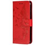 Feather patroon Litchi textuur horizontale Flip lederen draagtas met portemonnee & houder & kaartsleuven voor iPhone 11 (rood)