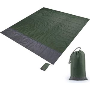 Polyester waterdichte plaid doek zak picknick mat outdoor camping strand mat  grootte: 2 1 x 2 m (leger groen + donkergrijs)