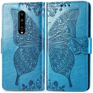 Butterfly Love Flowers Embossing Horizontal Flip Leather Case for OnePlus 7 Pro  with Holder & Card Slots & Wallet & Lanyard(Blue)