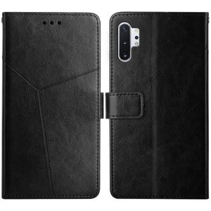 Voor Samsung Galaxy Note10 + Y Stitching Horizontale Flip Leren Case met Houder & Card Slots & Portemonnee & Fotolijst (Zwart)