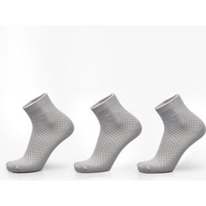 3 paren van bamboe Fiber mannen dubbele naald donkere bloem kleine vierkante sectie Business Tube sokken (lichtgrijs)