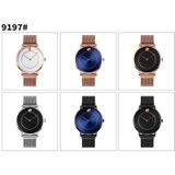 SKMEI 9197 Simple Non-Scale Dial Metal Mesh Riem Quartz horloge voor dames (Rose Gold Black Surface)