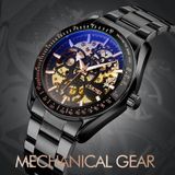 SKMEI 9194 Mannen Automatic Skeleton Mechanical Steel Band Watch (Zilver)