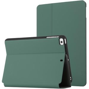 Voor iPad Mini  / 4/3/2 / 1 Dual-vouwen Horizontale Flip Tablet Leren Case met Houder & Sleep / Wake-Up-functie (Dark Green)