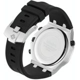 CAGARNY 6861 Checkered Pattern Polygonal Dial Quartz Silicone Strap Watch(Black Dial Black Belt)