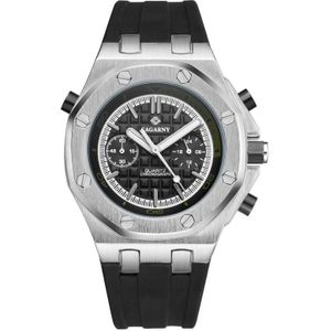 CAGARNY 6861 Checkered Pattern Polygonal Dial Quartz Silicone Strap Watch(Black Dial Black Belt)