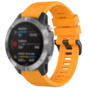 Voor Garmin Fenix 6 22mm Quick Release Officile Texture Polsband Watchband met Plastic Button (Amber Yellow)