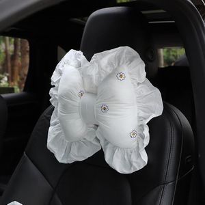 Boog auto hoofd kussen auto stoel halskussen comfortabele katoenen auto benodigdheden  kleur: zon bloem hoofdsteun