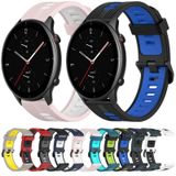 Voor Amazfit GTR 2E 22 mm verticaal patroon tweekleurige siliconen horlogeband (wit+zwart)