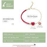 S925 Sterling Silver Red Rope Cute Cow Vrouwen Armband Sieraden