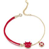 S925 Sterling Silver Red Rope Cute Cow Vrouwen Armband Sieraden