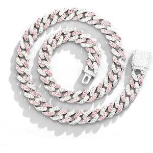 NL023 11mm Box Gesp Hip Hop Ketting  Afmeting: 50cm (roze wit)