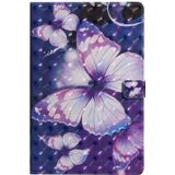 Voor Samsung Galaxy S6 Lite P610 3D Painted Pattern Horizontale Flip Lederen case met Holder & Card Slots & Wallet & Sleep / Wake-up Functie (Purple Butterfly)