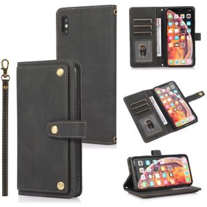 PU + TPU Horizontal Flip Leather Case with Holder & Card Slot & Wallet & Lanyard For iPhone XR(Black)