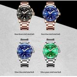 OCHSTIN 7002B multifunctioneel quartz waterdicht lichtgevend stalen band herenhorloge (rosgoud + zwart)