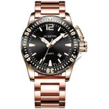 OCHSTIN 7002B multifunctioneel quartz waterdicht lichtgevend stalen band herenhorloge (rosgoud + zwart)